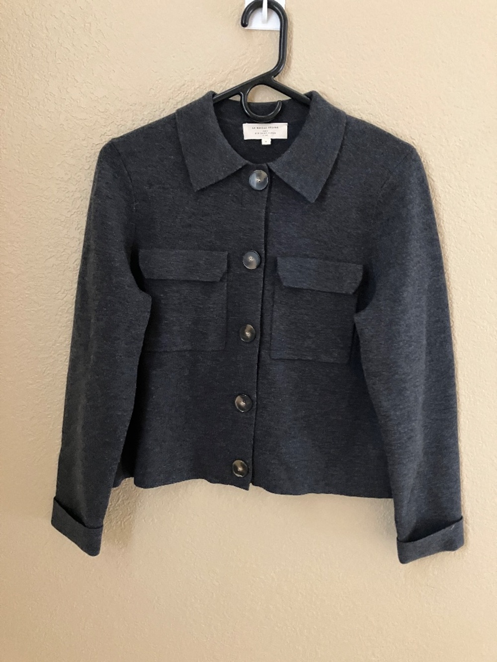 La Maille Sezane Betty Cardigan Sweater in Gray Merino Wool Women's Size Small - Picture 2 of 7